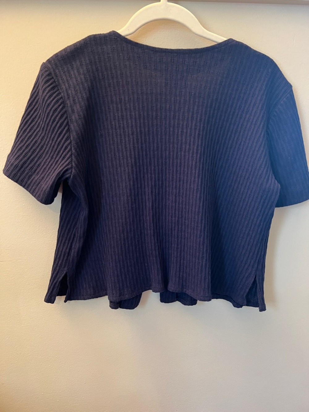 Vintage Rabbit Rabbit Rabbit Cropped Pearly Button Navy Top Size 12M - Picture 4 of 14